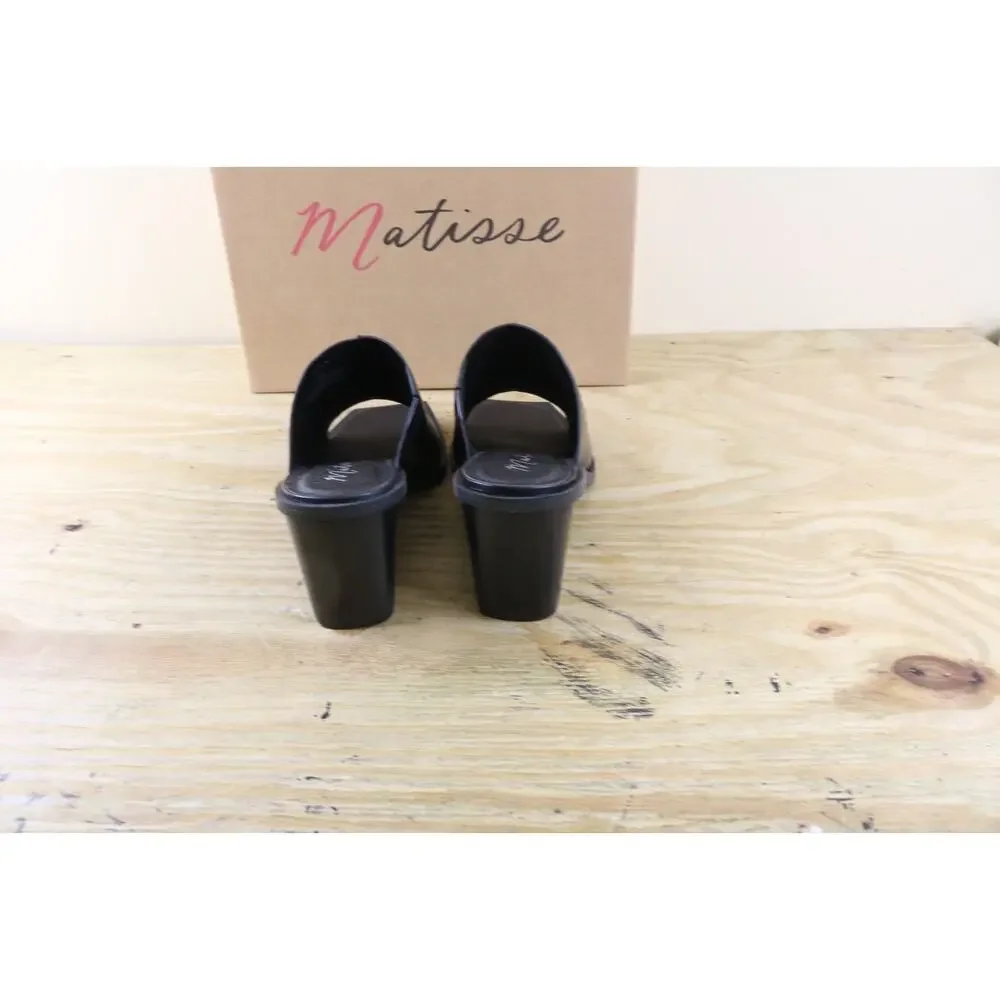 New Matisse Sandals Black Leather 8M Lillie Wedge Heeled Slip On Shoes